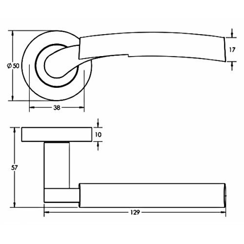 ARKUS LEVER HANDLE ON ROUND ROSE